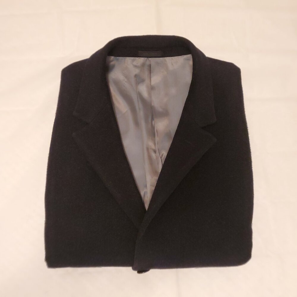 Calvin Klein Men’s Plaza Wool-Cashmere Blend Overcoat Trench Coat Black - 44L - Picture 8 of 12